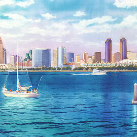 San Diego Skyline and Convention Ctr by Mary Helmreich