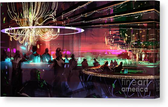 Sci-fi lounge Canvas Art Print by Tithi Luadthong