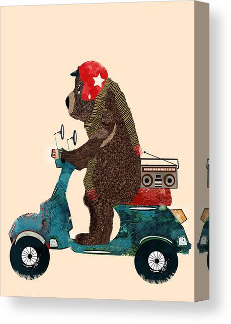 Scooter Bear Canvas Art Print by Bri Buckley