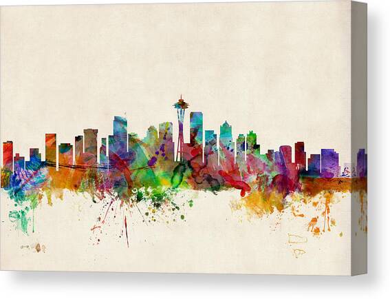 Seattle Washington Skyline Canvas Art Print by Michael Tompsett
