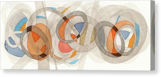 Sepia & Orange Circles Canvas Art Print by Nikki Galapon