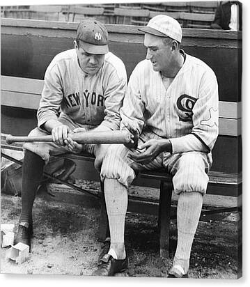 Shoeless Joe Jackson And Babe Ruth Canvas Print