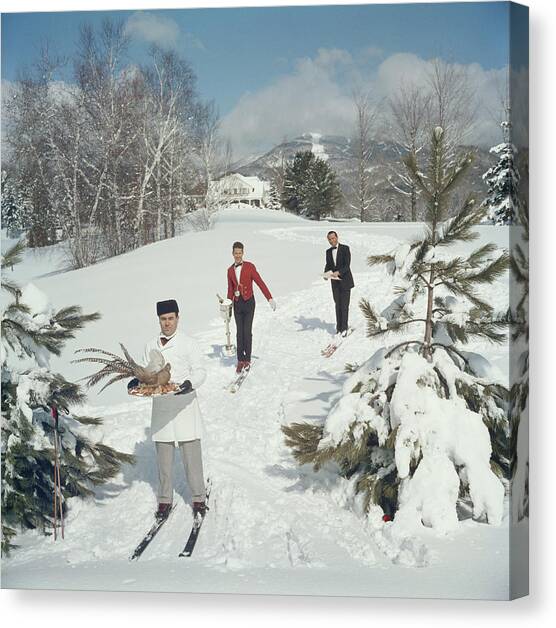 Skiing Waiters Canvas Art Print by Slim Aarons