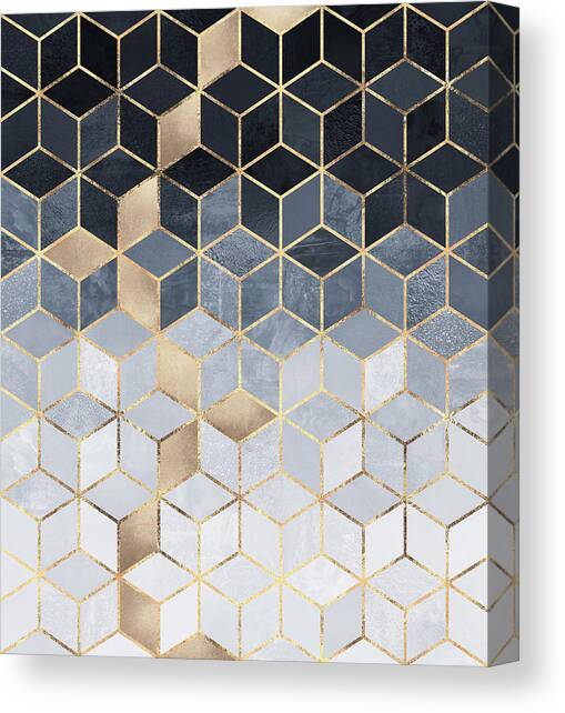 Soft Blue Gradient Cubes Canvas Art Print by Elisabeth Fredriksson