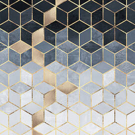 Soft Blue Gradient Cubes by Elisabeth Fredriksson