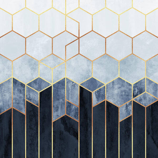 Soft Blue Hexagons Poster