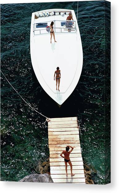 Speedboat Landing Canvas Art Print by Slim Aarons