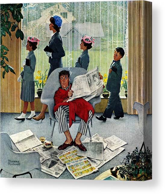 Sunday Morning Canvas Art Print by Norman Rockwell