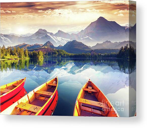 Sunrise over Australian Lake Canvas Art Print by Thomas Jones