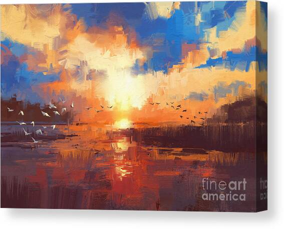 Sunset Canvas Art Print by Tithi Luadthong