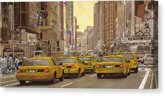 yellow taxi in NYC Canvas Art Print by Guido Borelli