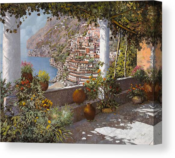terrazza a Positano Canvas Art Print by Guido Borelli