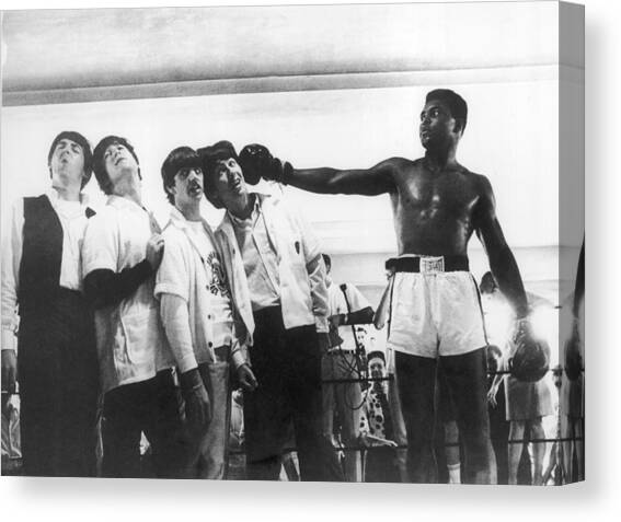 The Beatles And Muhammad Ali In 1964 Canvas Art Print by Keystone-france