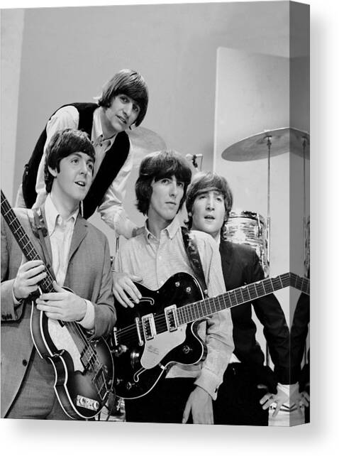 The Beatles, Ringo Starr Rear And L. To Canvas Art Print by New York Daily News Archive
