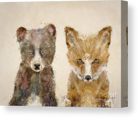 The Little Bear And Little Fox Canvas Art Print by Bri Buckley