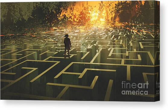 The Maze Land Canvas Art Print by Tithi Luadthong