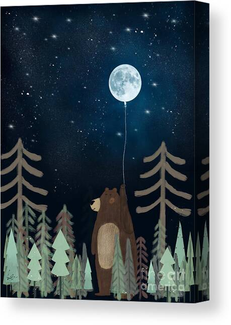 The Moon Balloon Canvas Art Print by Bri Buckley