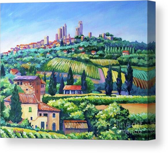 The Towers of San Gimignano Canvas Art Print by John Clark