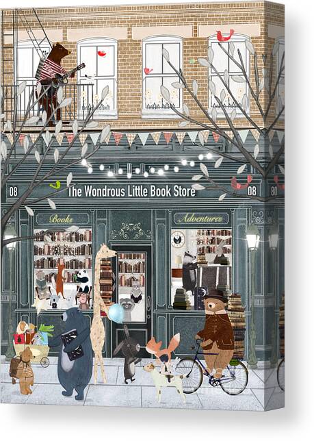 The Wondrous Little Book Store Canvas Art Print by Bri Buckley