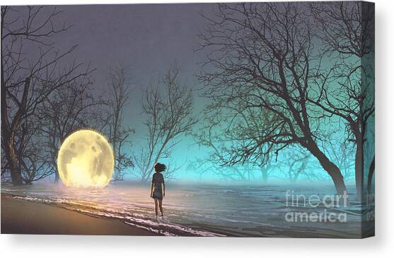 Tiny Moon Canvas Art Print by Tithi Luadthong