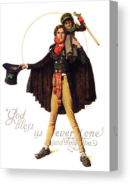 Tiny Tim Canvas Art Print by Norman Rockwell