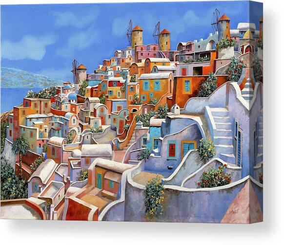 Tutti I Colori Di Santorini   Canvas Art Print by Guido Borelli