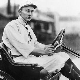 Ty Cobb Driving Car In Uniform by Authenticated News