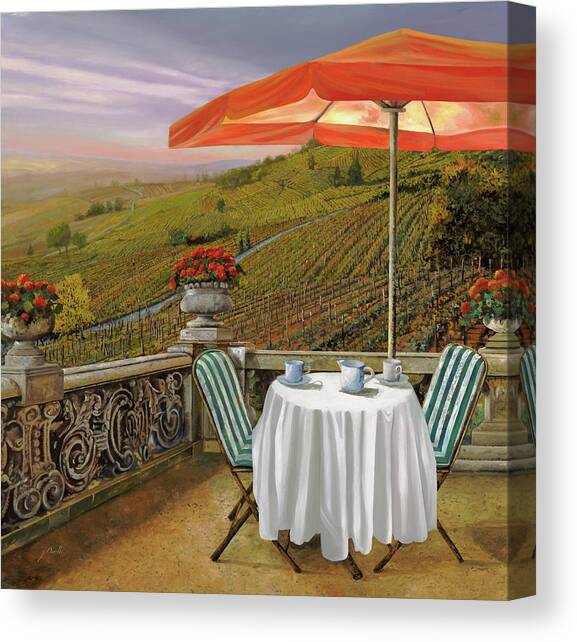 Un Caffe' Nelle Vigne Canvas Art Print by Guido Borelli