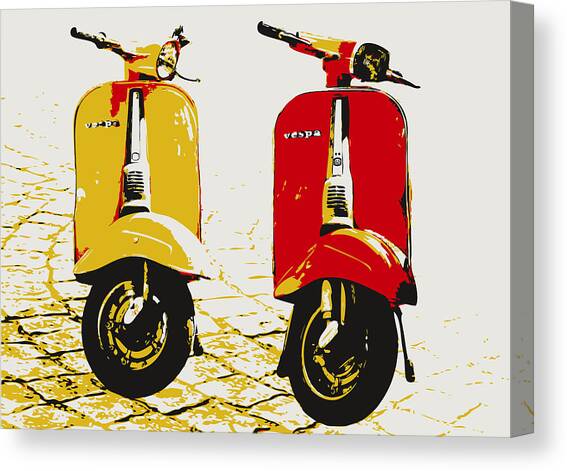 Scooter Pop Art Canvas Art Print by Michael Tompsett