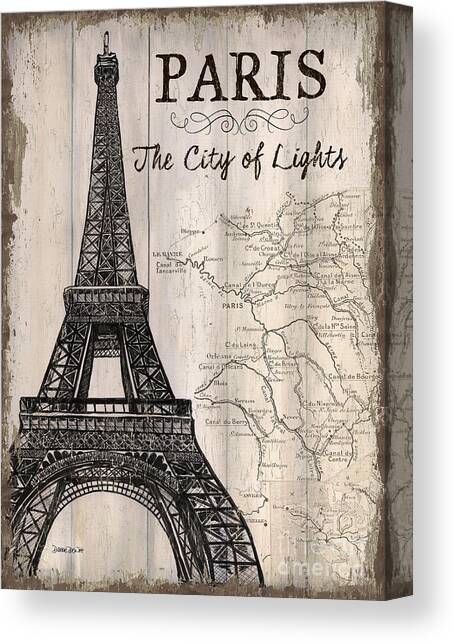 Vintage Travel Poster Paris Canvas Art Print by Debbie DeWitt
