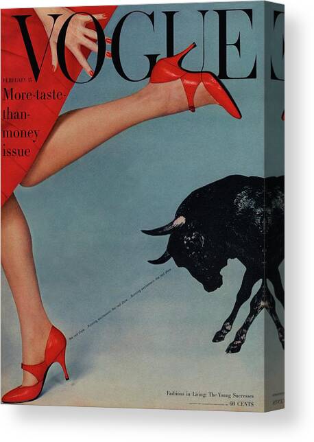 Vogue Magazine Cover Featuring A Woman Running Canvas Art Print by Richard Rutledge