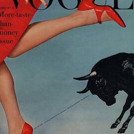 Vogue Magazine Cover Featuring A Woman Running by Richard Rutledge