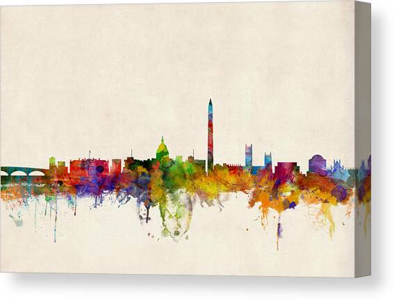 Washington DC Skyline Canvas Art Print by Michael Tompsett