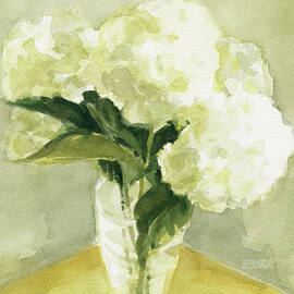 White Hydrangeas Morning Light by Beverly Brown