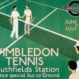Wimbledon Tennis Southfield Station - London Underground - Retro travel Poster - Vintage Poster by Studio Grafiikka