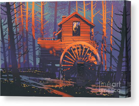 Wooden House Canvas Art Print by Tithi Luadthong
