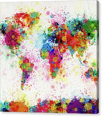 World Map Paint Drop Canvas Print
