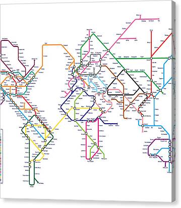 World Metro Map Canvas Print