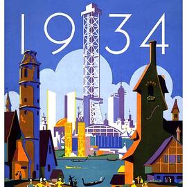 World's Fair - Chicago - 1934 Tour the World at the Fair - Retro travel Poster - Vintage Poster by Studio Grafiikka